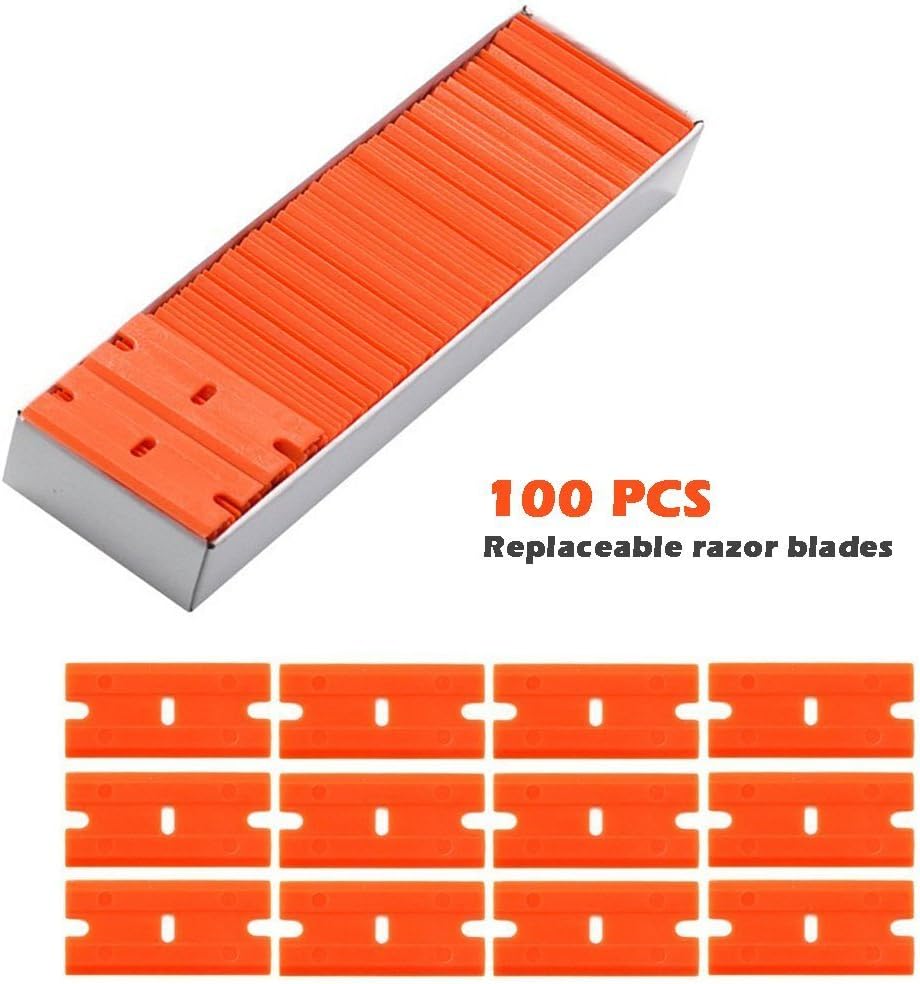 1,5 Pollici 2 Pezzi Rasoio Metallico Raschietto Con 10 Acciai Al Carbonio E 10 Lamiere Di Plastica Per La Rimozione Di Colla Vernice Decalcomanie Tinta - Foto 5