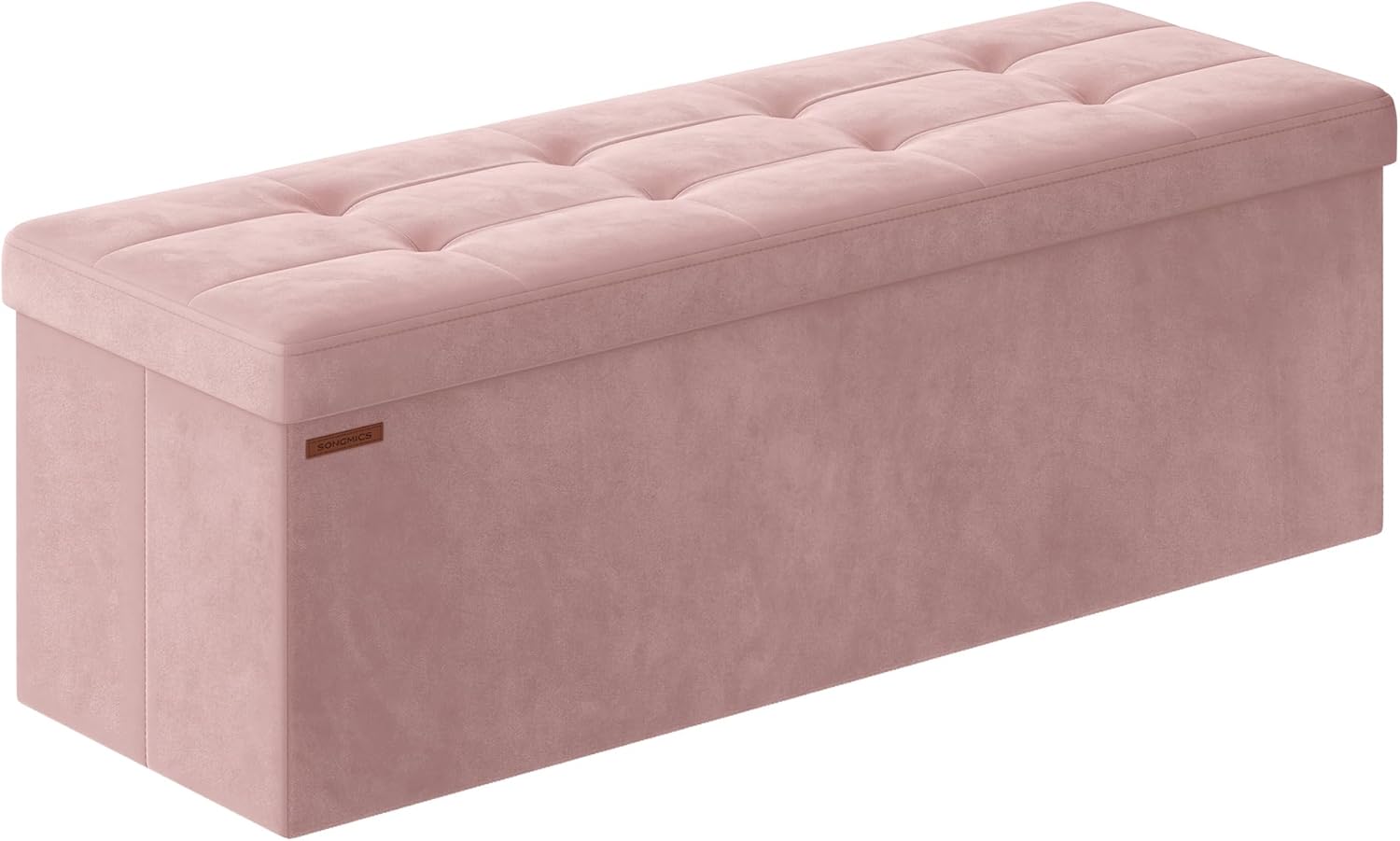 Songmics  Puff Almacenaje, Baúl De Almacenaje Plegable, 38 X 110 X 38 Cm, Taburete Reposapiés, Banco De Cubo, Soporta Hasta 300 Kg, Jalea Rosa , Leroy Merlin