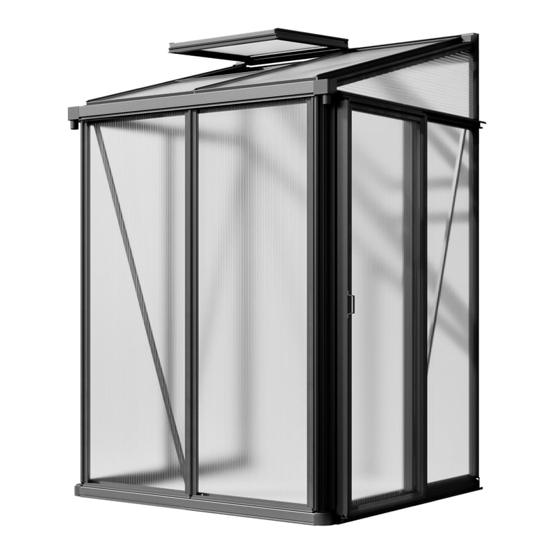 GFP szklarnia Flora 23 szklarnia przyścienna - Aluminium - 199x132 cm - 16 mm panele poliwęglanowe