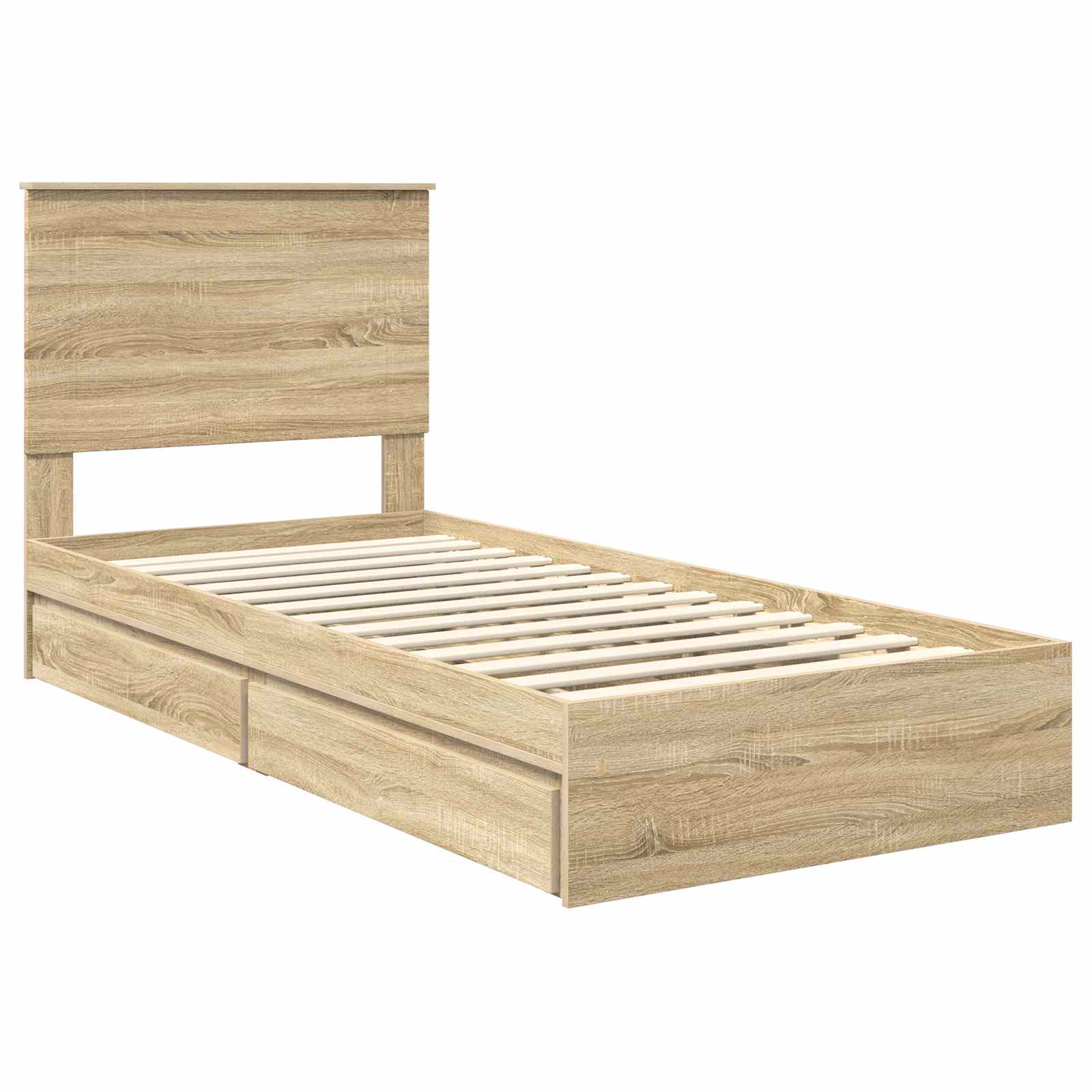 Lit de rangement chêne 75 x 190 cm panneau de bois - 4