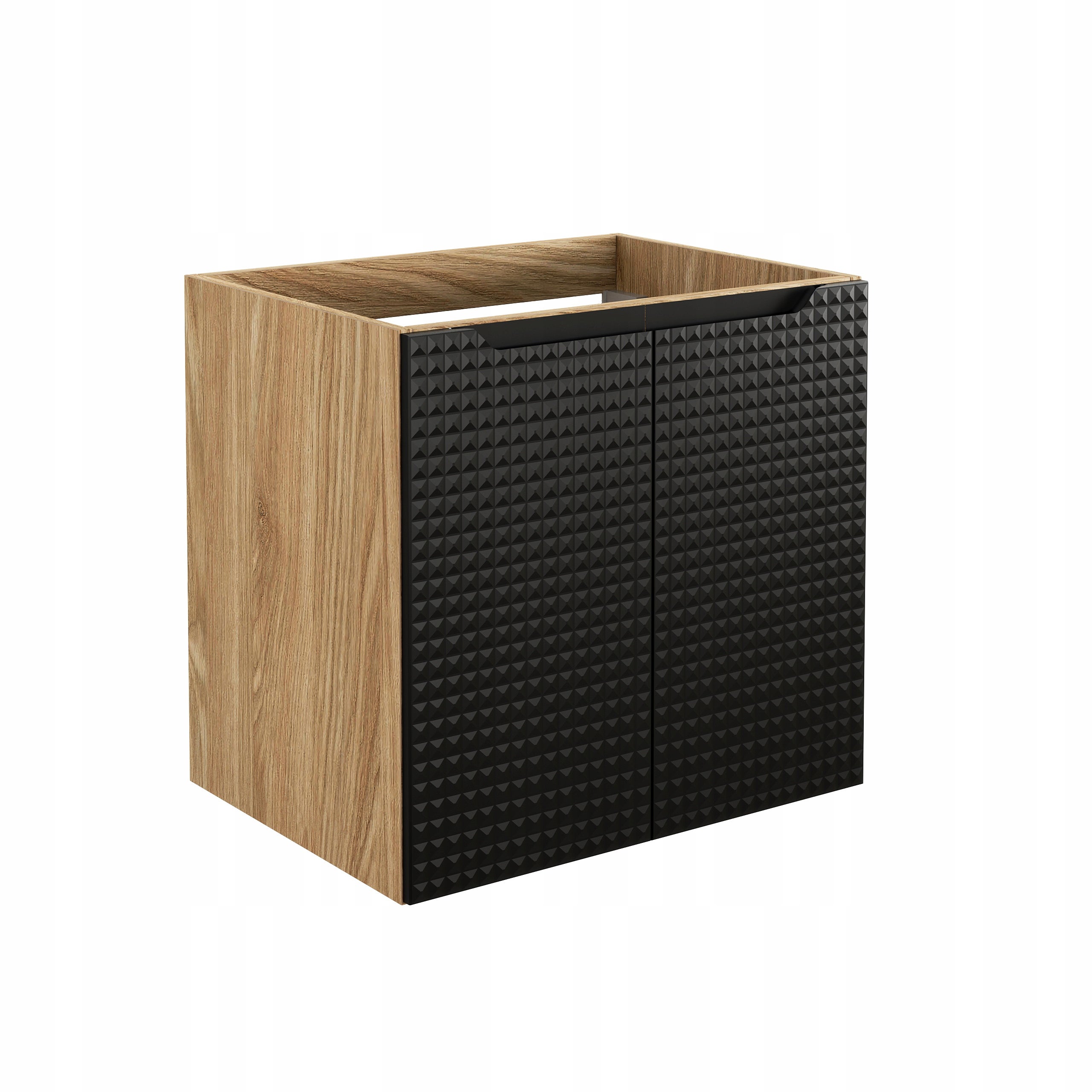 Szafka łazienkowa LUXOR 60 cm czarna dąb olejowany front 3D MDF wisząca - 9