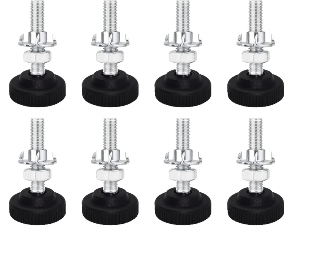Zestaw 8 Śrub Regulacyjnych M8 x 50 mm, Metalowe Nóżki do Mebli, Regulowane do Stołów i Krzeseł