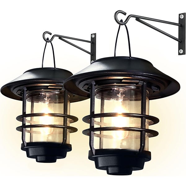 2 sztuki solarnej wiszącej latarni, wodoodporna solarna lampa ścienna, zewnętrzne słoneczne kinkiety dekoracyjne