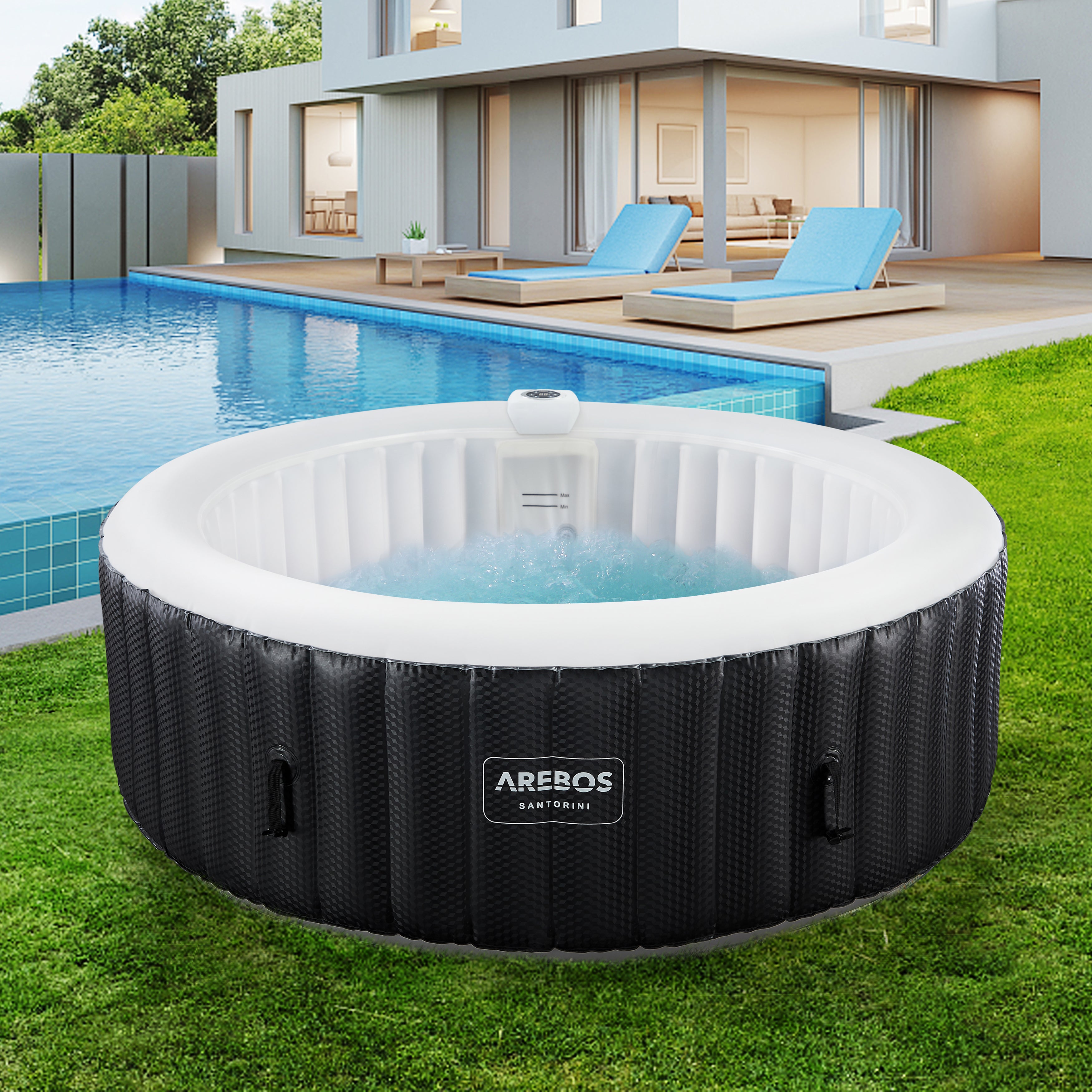 AREBOS Spa Gonflable Gonflable Automatique ⌀ 208 cm 6 Personnes Bande Lumineuse LED 130 Jets de Massage 1000 litres Spa et Bien-être - 9
