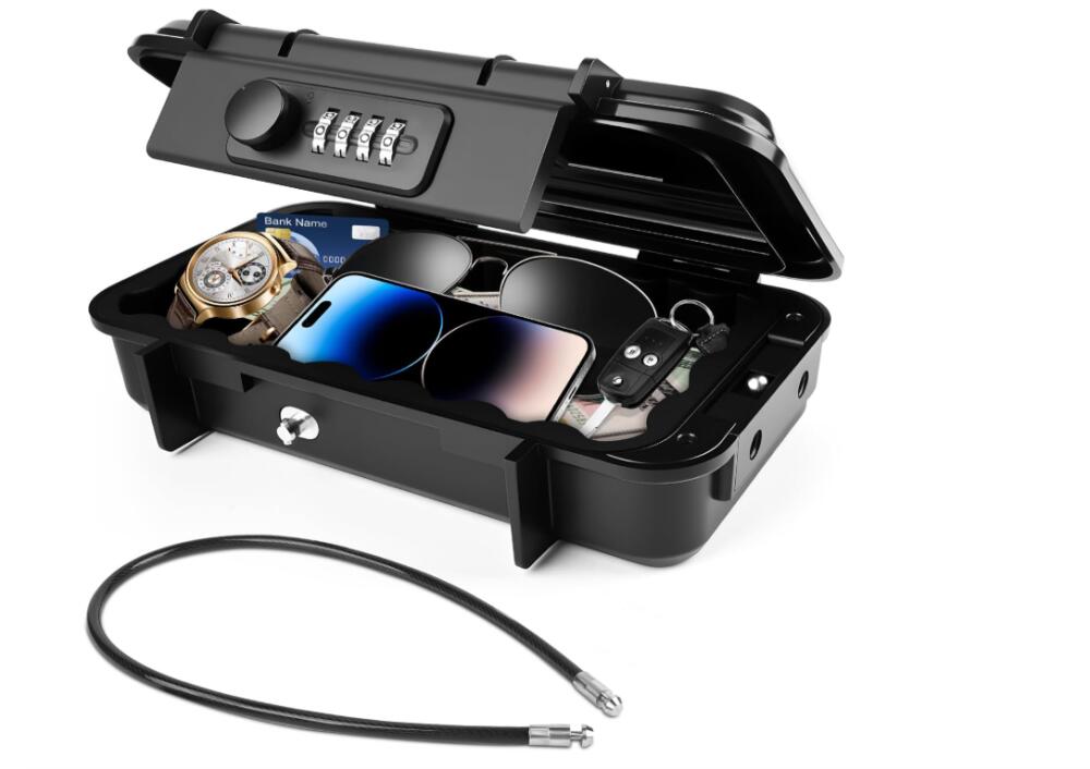 Cassaforte portatile da viaggio | Cassetta di sicurezza a combinazione | Scatola portatile impermeabile piccola serratura Set la tua combinazione di serratura Cassaforte da viaggio personale con cavo Cassaforte portatile da viaggio | Cassetta di sicurezza a combinazione | Scatola portatile impermeabile piccola serratura Set la tua combinazione di serratura Cassaforte da viaggio personale con cavo