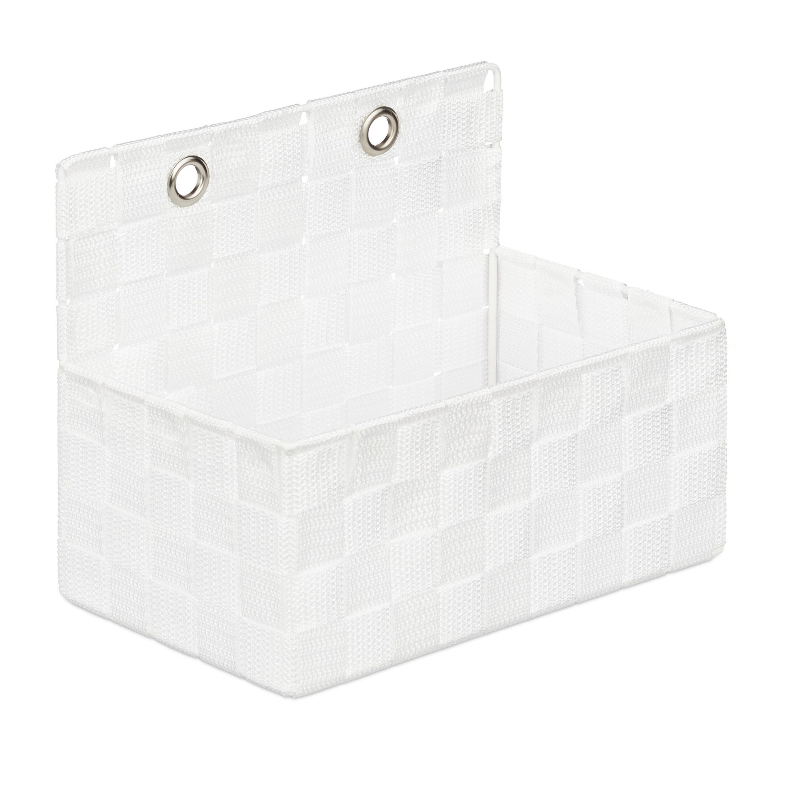 Corbeille de rangement à suspendre, lot de 2, organiseur de salle de bain, couloir, à accrocher 20x25x16,5 cm, blanc - 8