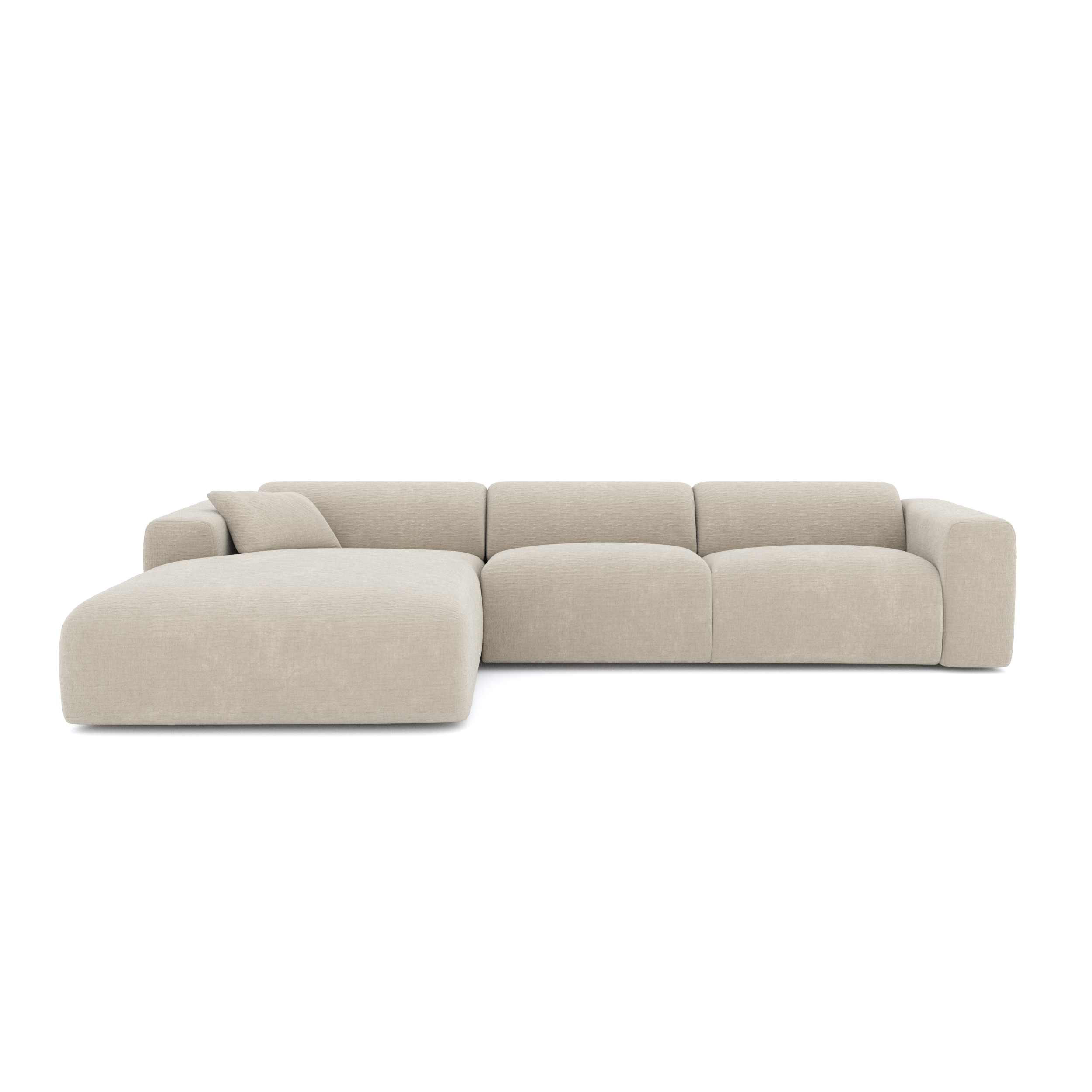 Canapé grand angle gauche MYRA Velours texturé Beige | Leroy Merlin