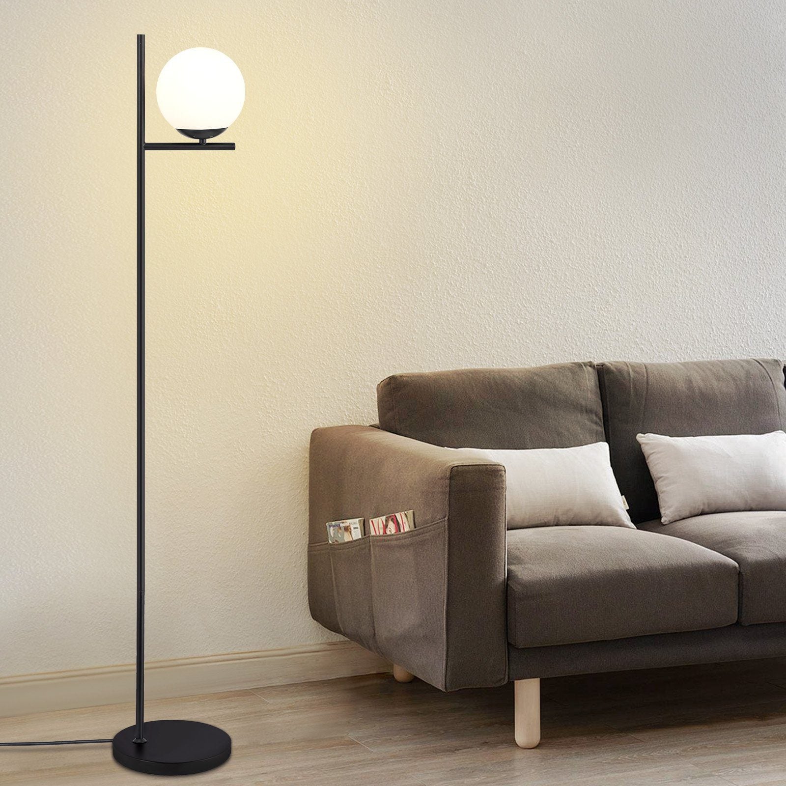 ZMH Lampadaire noir E27 1 flamme métal lampadaire industriel avec interrupteur à pied - 2