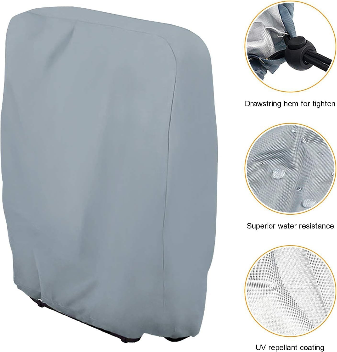 Pokrowiec na leżak z torbą do przechowywania, pokrowiec ochronny na meble ogrodowe, odporny na warunki atmosferyczne, dł. 34 x wys. 110 cm - Szary