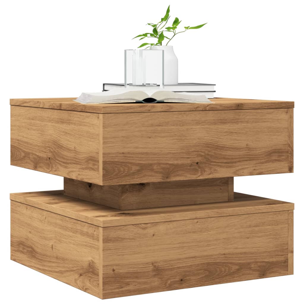 Maison Exclusive - Table basse avec lumières LED chêne artisanal 50x50x40 cm - 6