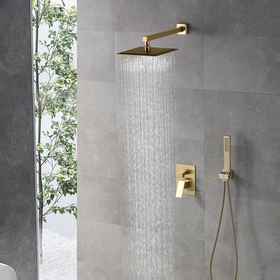 🌟 Douche pluie murale dorée 250 x 250 mm | Alcor - 7