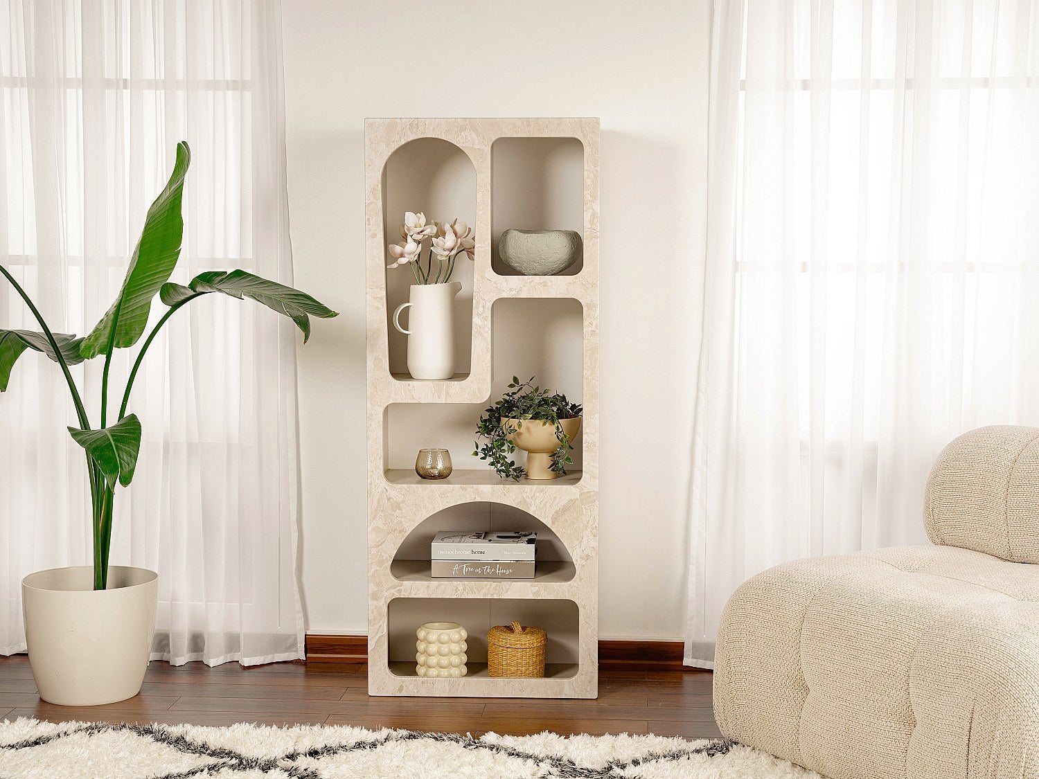 Bibliothèque pour Séjour en MDF Beige H. 150.0 x l. 60.0 x P. 32.0 cm - 9