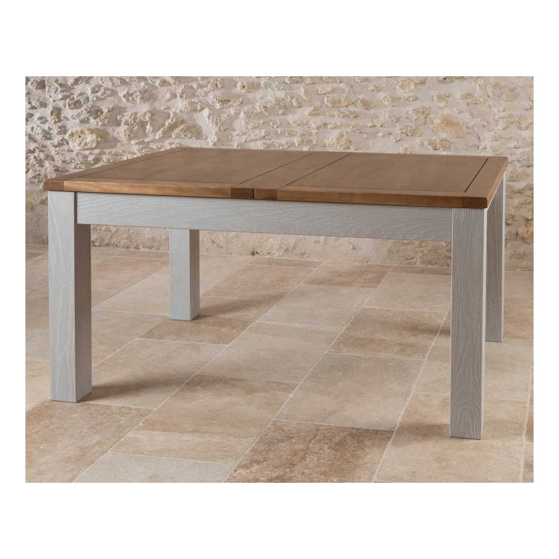 Table de repas à allonge Bois massif Argent - GABRIEL | Leroy Merlin