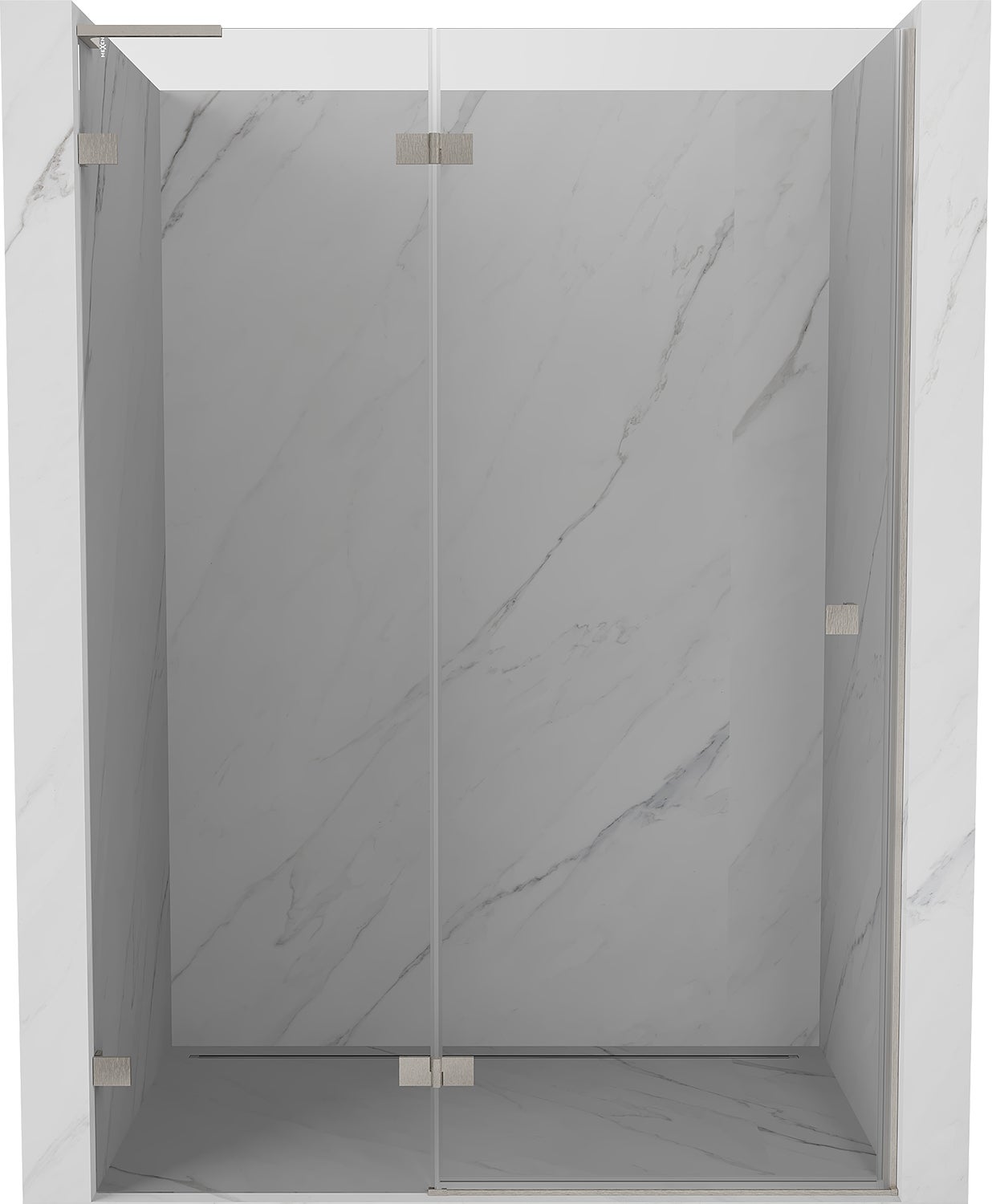 Mexen Lunar L drzwi prysznicowe uchylne lewe 135 cm, transparent, nikiel szczotkowany - 834L-135-000-97-00-L