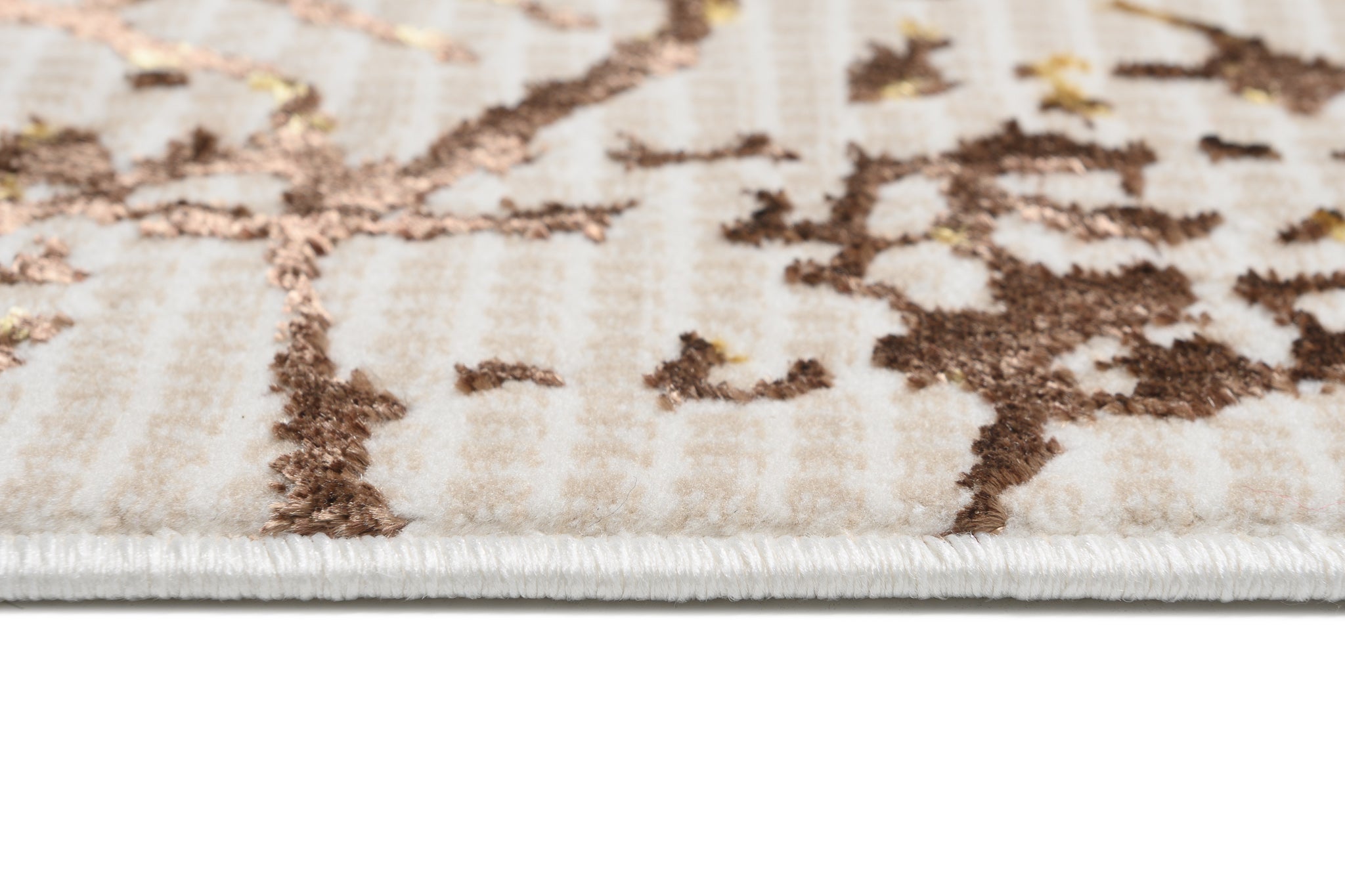 TAPISO Golden Tapis de Salon Moderne Crème Beige Marron Or Moucheté Motif Patchwork Doux Poil Court 80 x 150 cm - 5