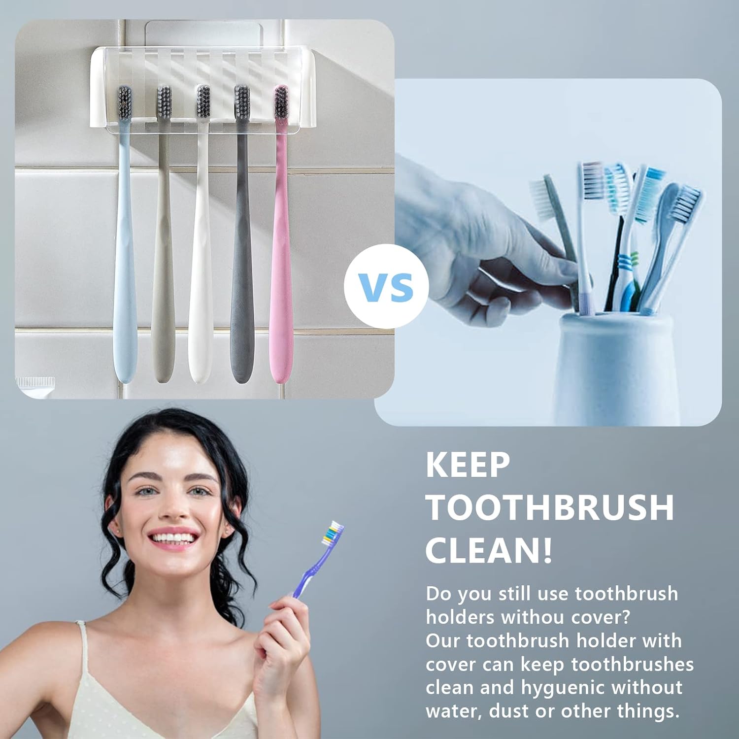 EMNIMQ Support pour Brosse à Dents électrique en Acier inoxydable,Pas de Poinçonnage Support Autocollant porte brosse à dents mural electrique - Sans perçage - Pour salle de bain, Cuisine