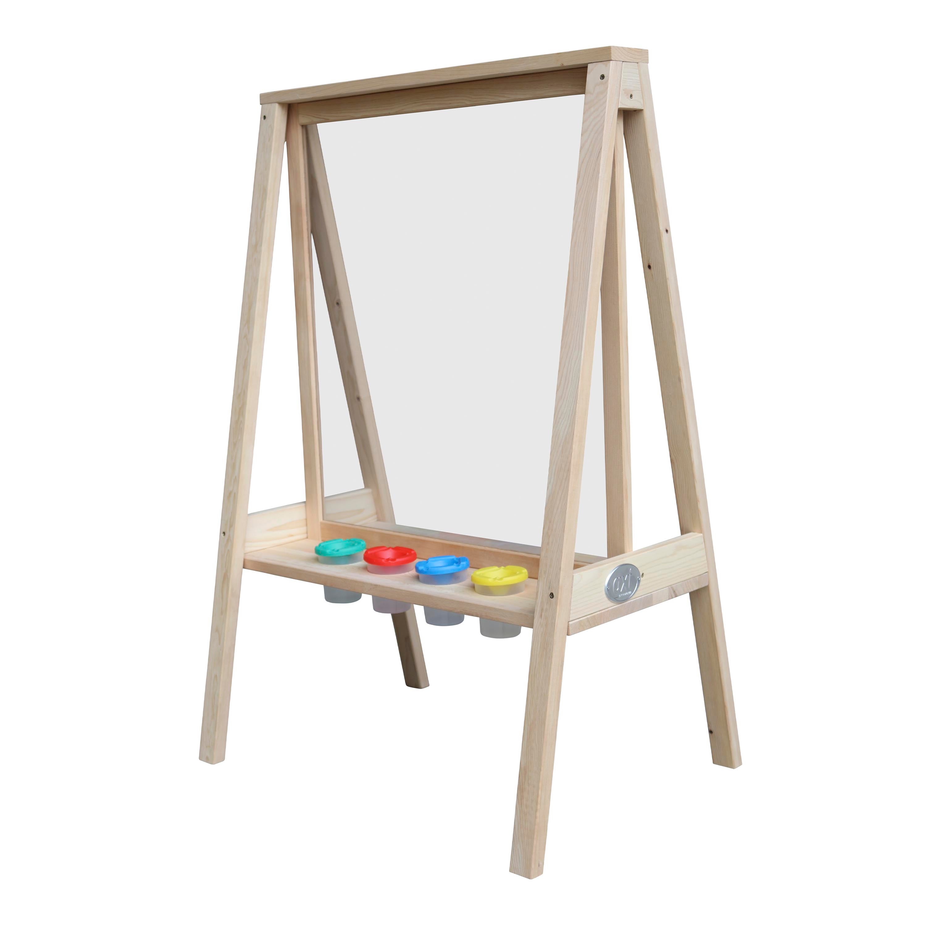 AXI Eric chevalet pour enfants en bois | Tableau de peinture avec toile en plexiglas et 4 boîtes de peinture | 50x70x105 cm - 3