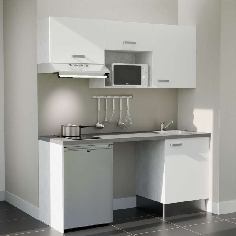 Kitchenette modèle K55 - Façades Blanc - Plan de travail Gris béton ...