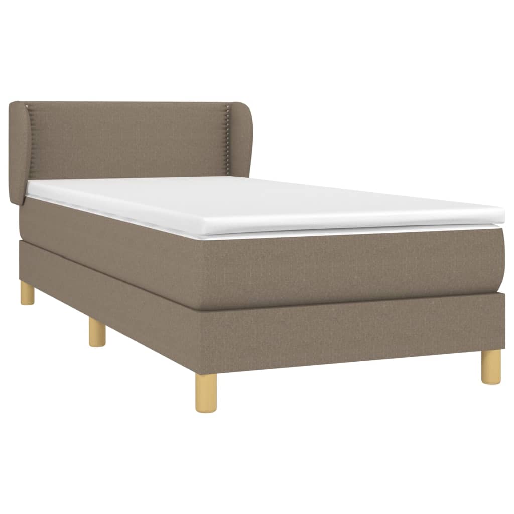 Maison Exclusive - Sommier à lattes de lit avec matelas Taupe 90x190 cm Tissu - 3