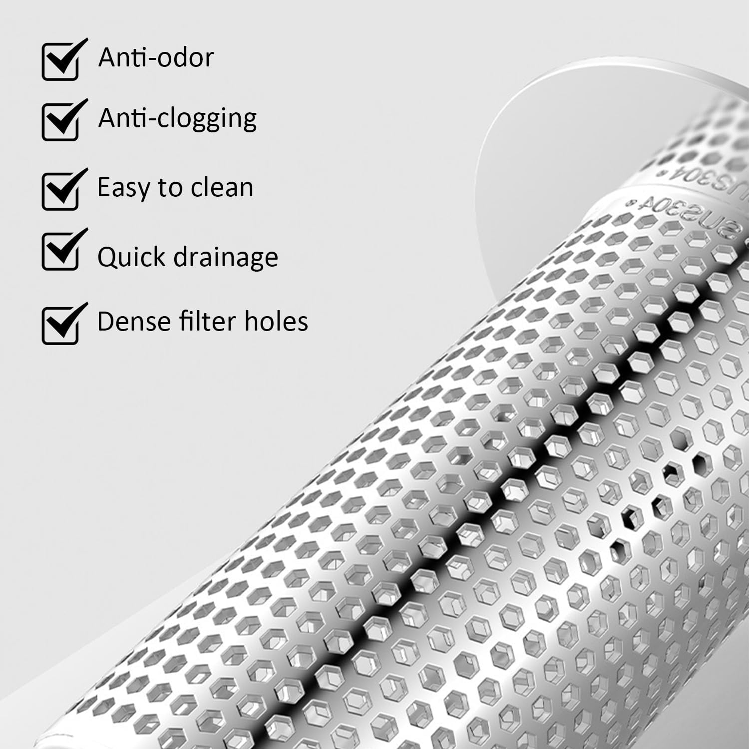 Crépine d'évier en acier inoxydable, bouchon de vidange d'évier à poussoir, longue, 1 pièce - 6