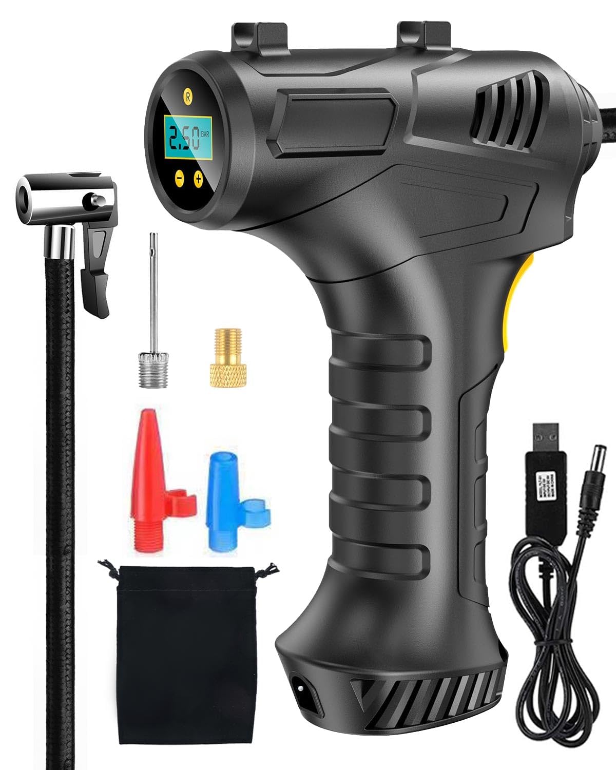 Pompa do opon samochodowych 6000mAh z LED i ekranem LCD 150PSI 12V Przenośny bezprzewodowy kompresor powietrza do motocykla roweru piłki