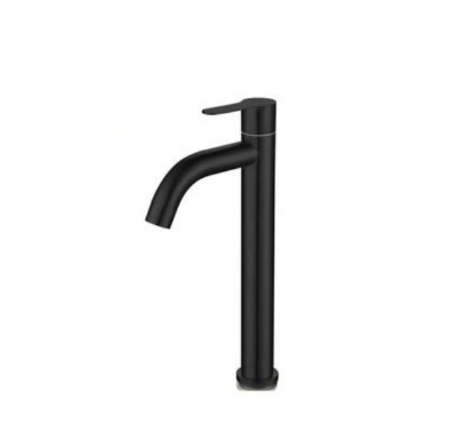 Jednouchwytowa bateria umywalkowa ze stali nierdzewnej, w eleganckim stylu retro, w czarnym matowym wykończeniu.