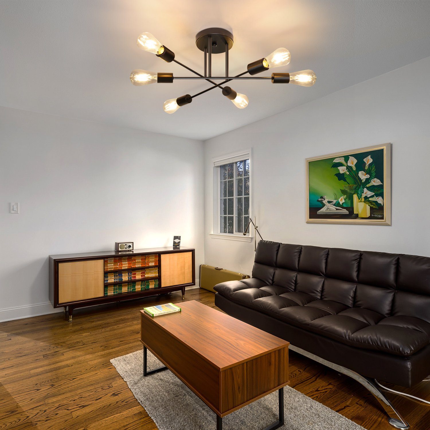 NETTLIFE Vintage lampa sufitowa 6 żarówek przemysłowy salon E27 czarny żyrandol Retro lampa do sypialni styl rustykalny lampa stołowa do jadalni - 8