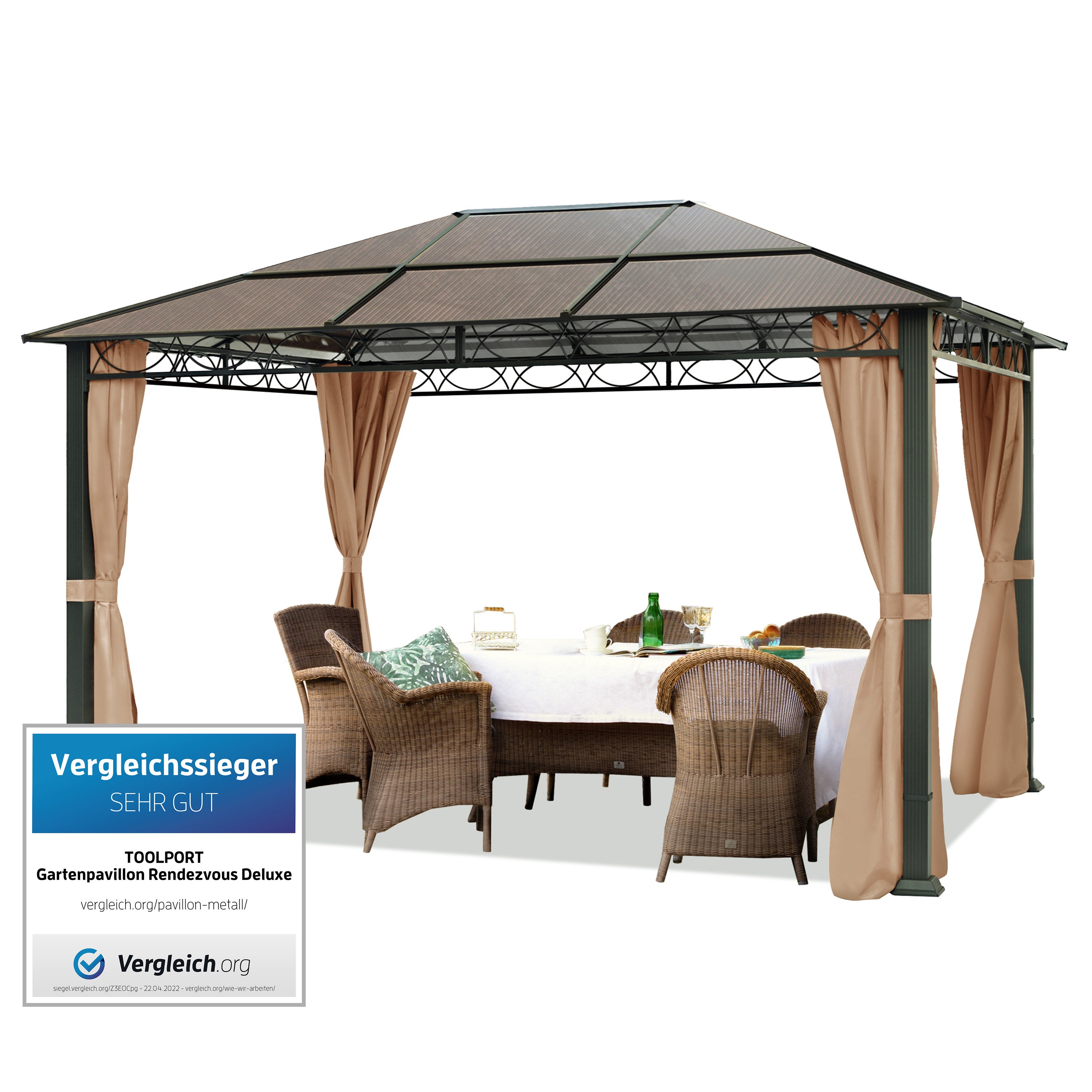 Pawilon ogrodowy 3x4 m pawilon aluminium z dach z poliwęglanu z 4 częściami bocznymi w kolorze brązowy