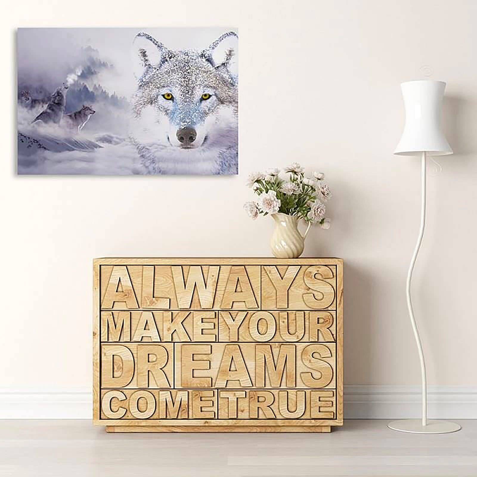 Tableau loups en hiver - 120 x 80 cm - 4