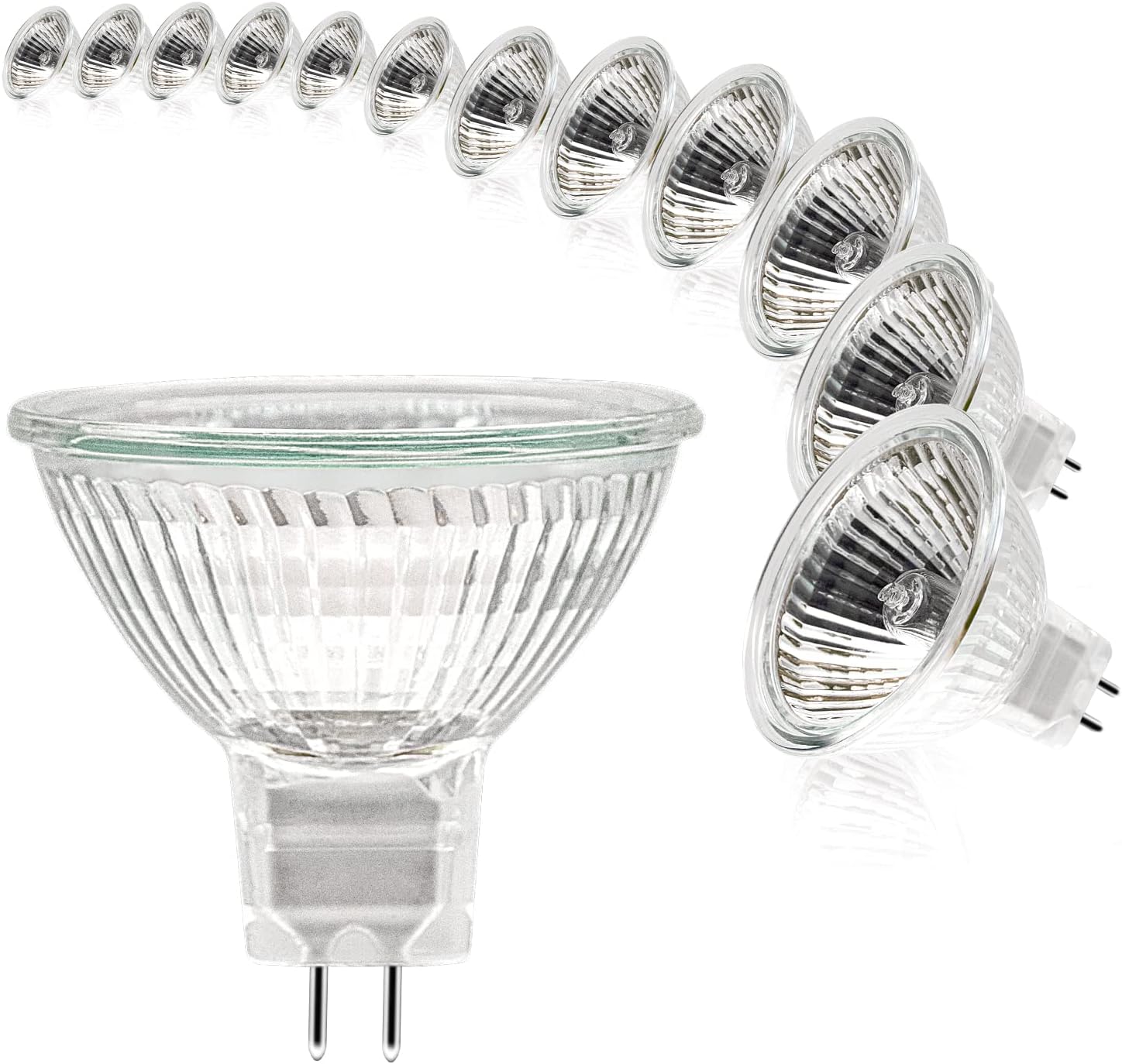 Zestaw 12 żarówek halogenowych 12 V 35 W, szklany klosz z możliwością ściemniania, żarówka halogenowa 2-pinowa, ciepłe białe światło 2700 K