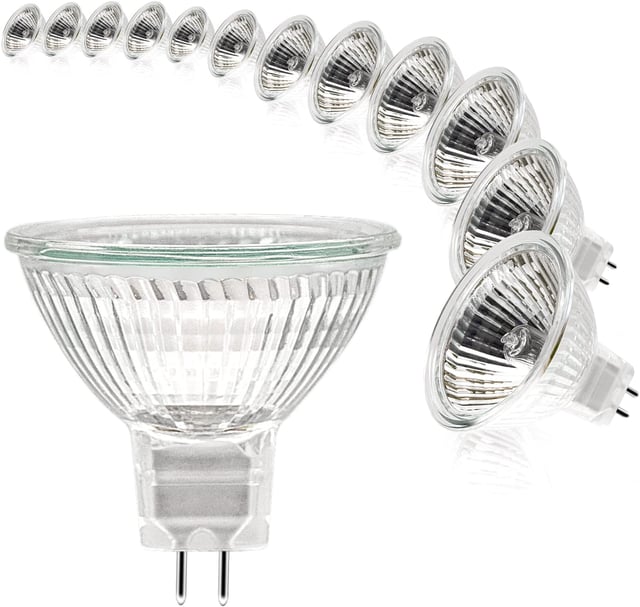 Lot de 12 ampoules halogènes 12 V 35 W, abat-jour en verre à intensité variable, ampoule halogène à 2 broches, lumière blanche chaude 2 700 K