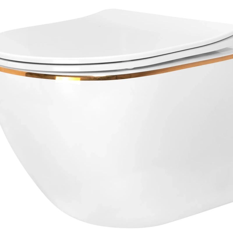 Misa Wc Podwieszana Rea Carlo Mini Tornado/Dur/Flat/Zm Biały Złoty 49 X 36,5