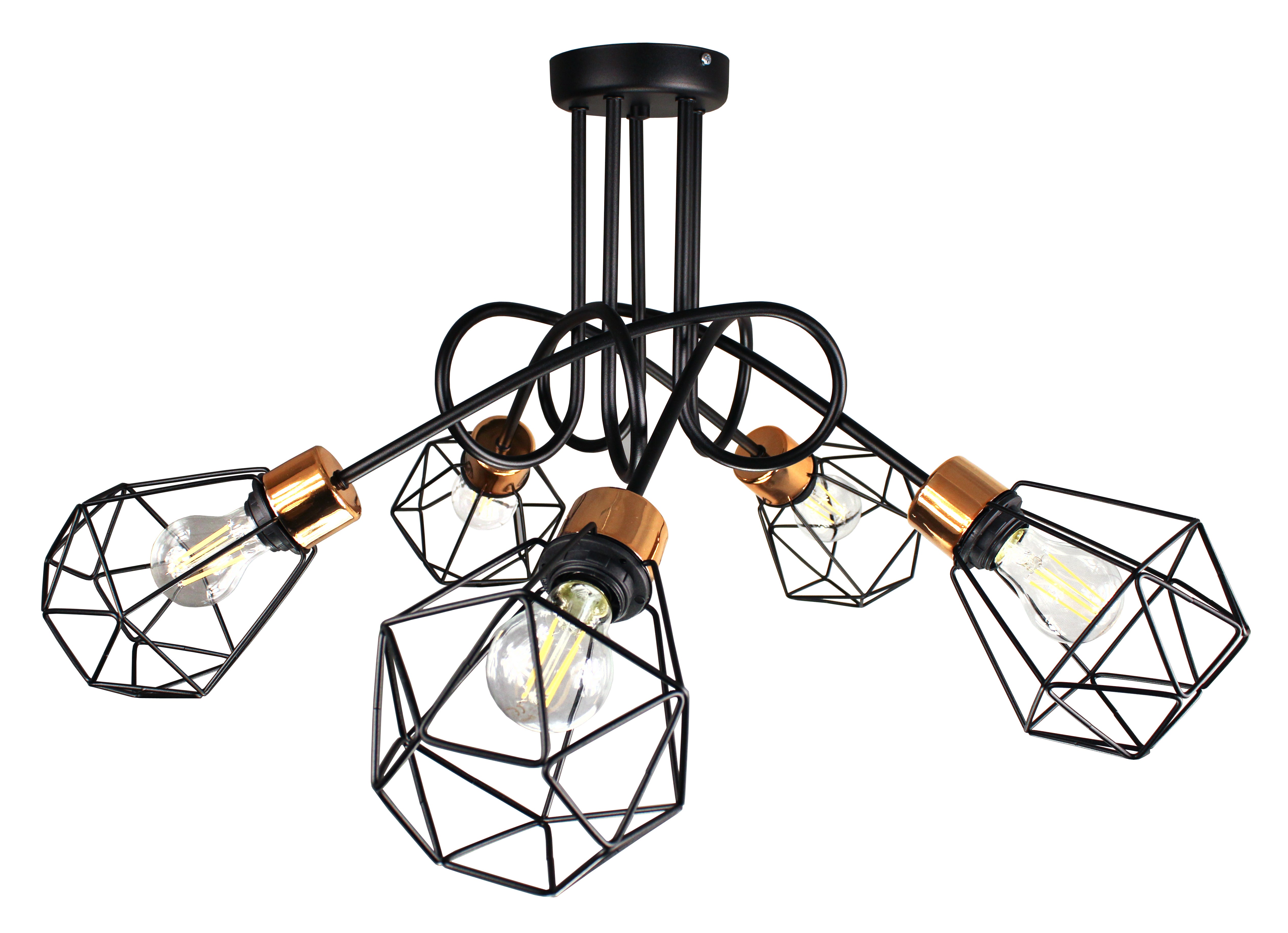 Lampa DECORI Edison Max 5 Diamond Czarny Miedź, 1 szt