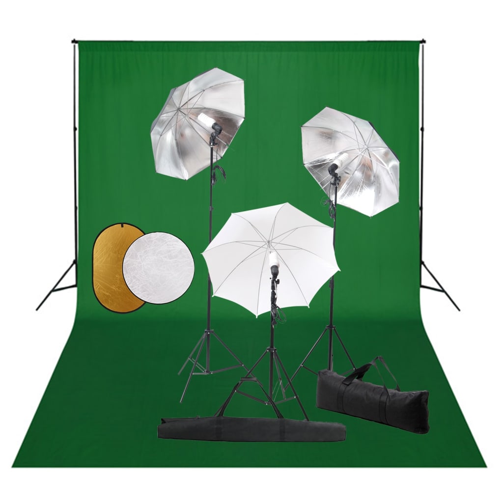 VIDAXL Kit de studio et toile de fond verte 600 x 300 cm et lumieres