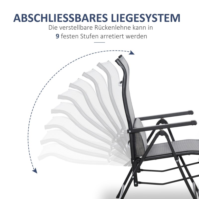 Chaise longue pliante, chaise longue de jardin avec coussin, fauteuil inclinable zéro gravité avec dossier réglable sur 9 positions, chaise de jardin - 5