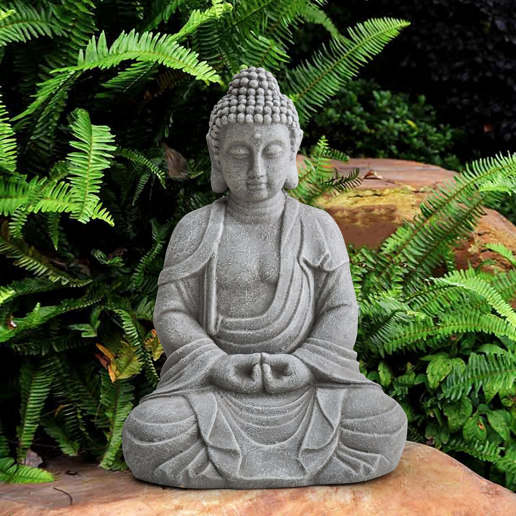 Figurine de jardin Bouddha en argile, assis - 2