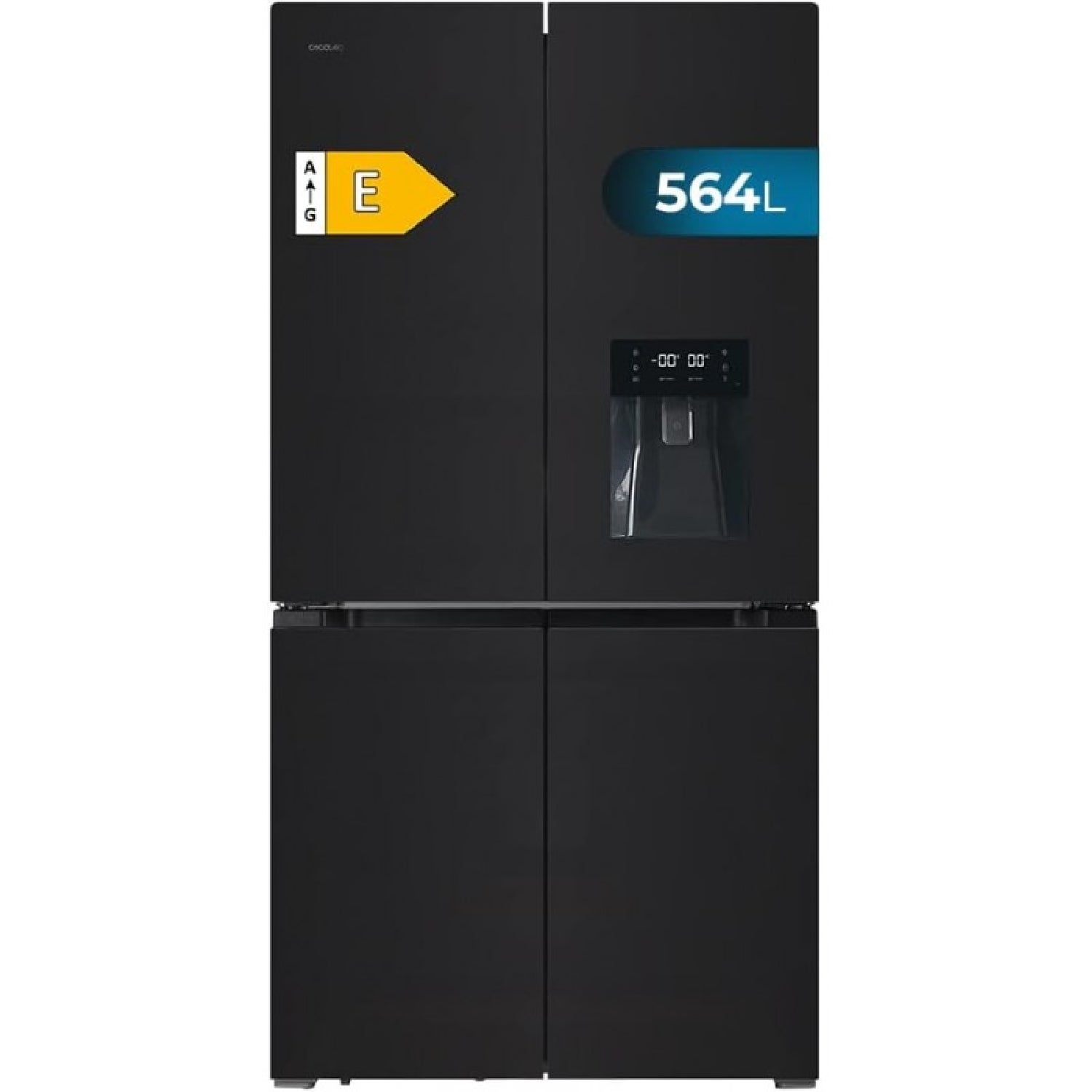 Réfrigérateur Américain 4 Portes Cecotec Bolero CoolMarket 4D 601L - Verre Noir, No Frost, Compresseur Inverter, Classe E - Largeur 90cm, Hauteur 177.5cm - 10