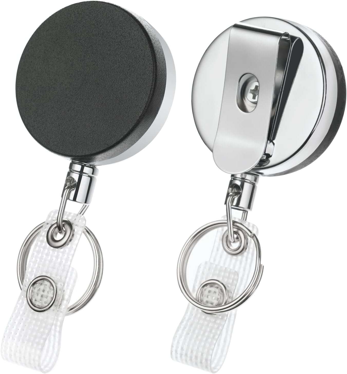 GrueGard Lot De 2 Porte-Badges Rétractables – Cordon 65 Cm Acier Inox – Mousqueton Solide – Pour Badge, Clés, Carte Identité – Bureau, École, Quotidien