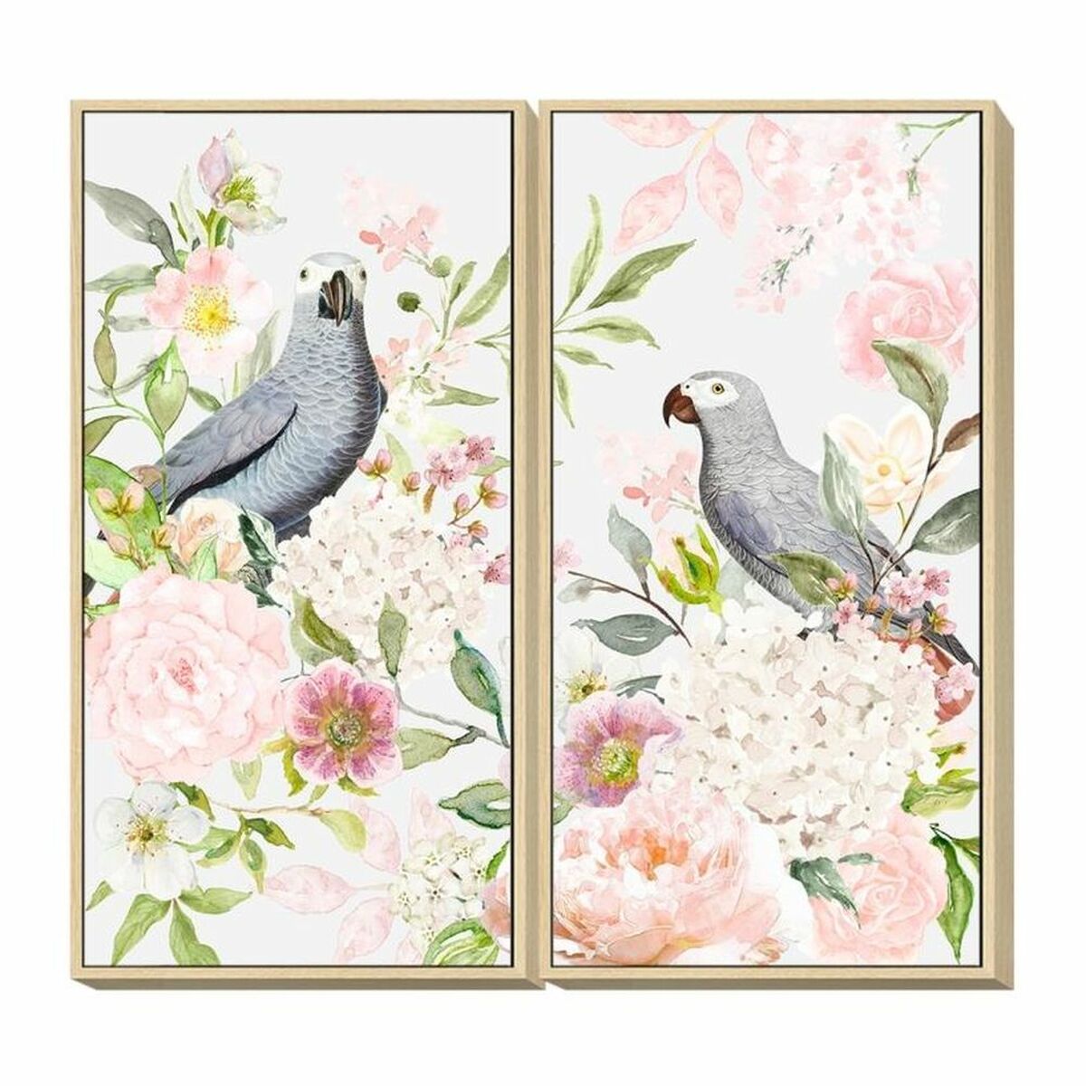 Cuadro dkd home decor 60 x 4 x 120 cm flores shabby chic (2 unidades)