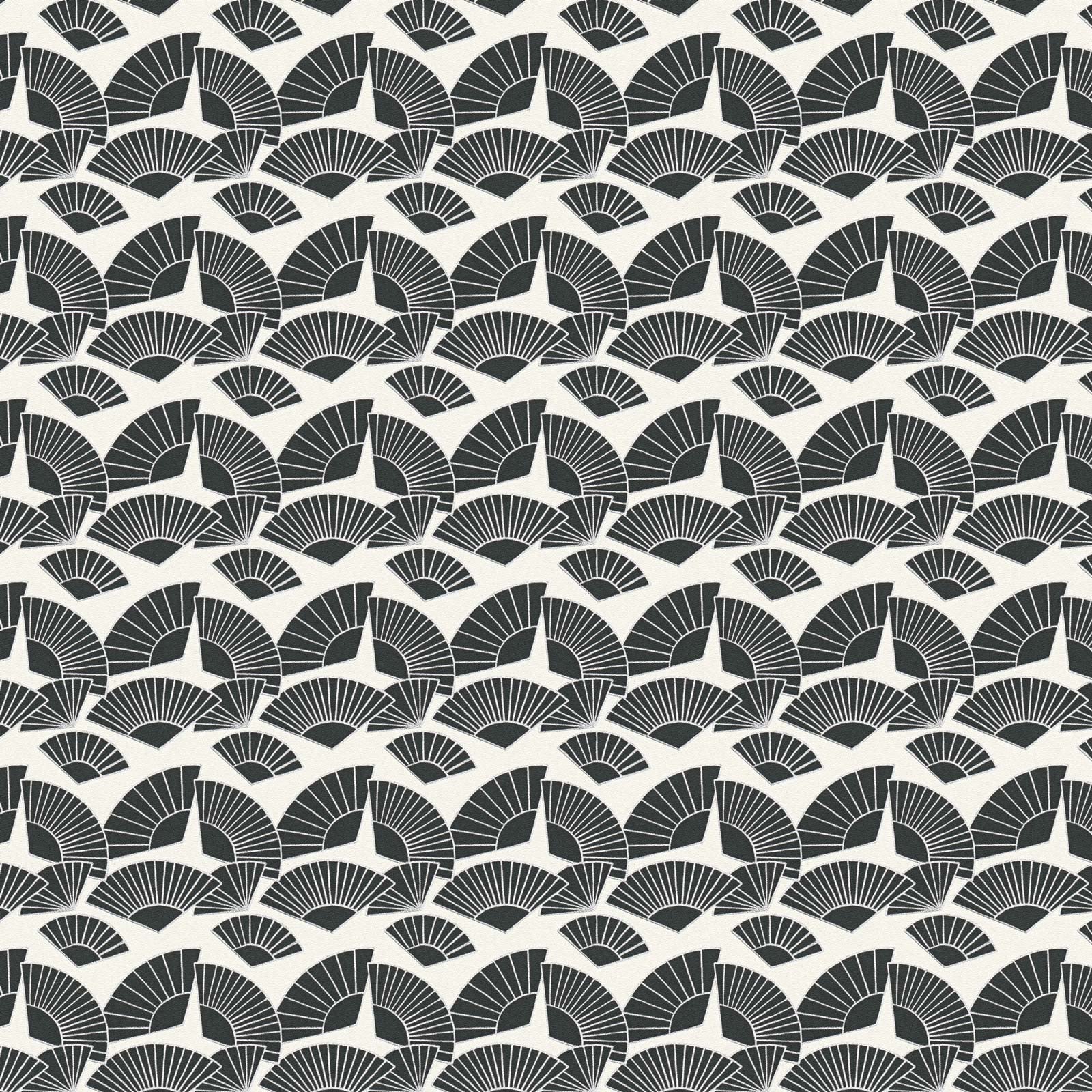 Papel pintado beige con estampado negro de abanicos papel pintado con dibujos de diseño papel pintado vinílico para interior creativo