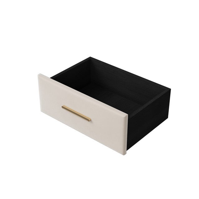 Lot de 2 Tables de chevet,Velours Beige, avec 2 Tiroirs et Poignées Dorées, Base Métallique Dorée, Design Minimaliste et Élégant, idéal pour Chambre - 8