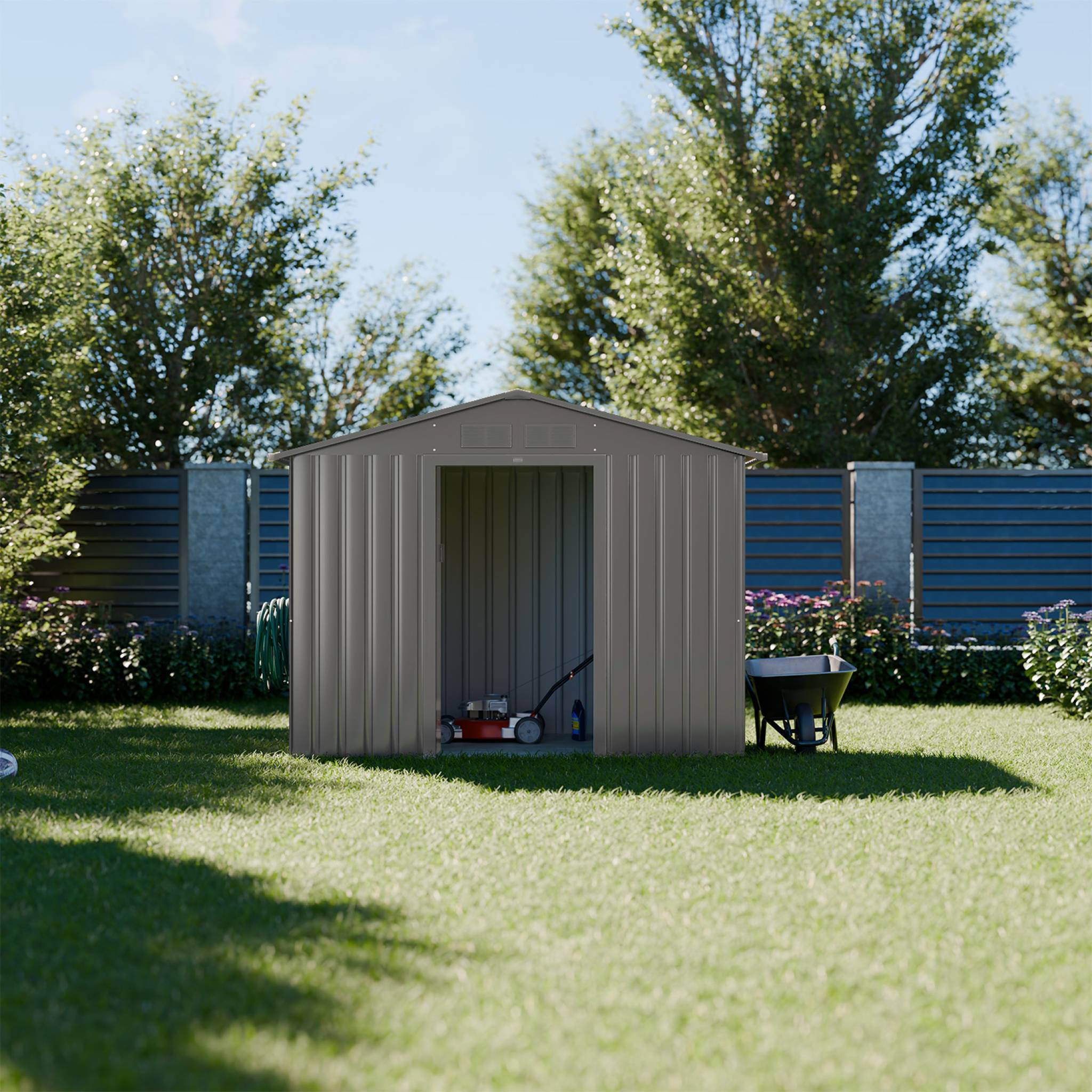 Cobertizo de jardín con kit de anclaje de 2.71m² Pardo - 213x131x185 cm - 2