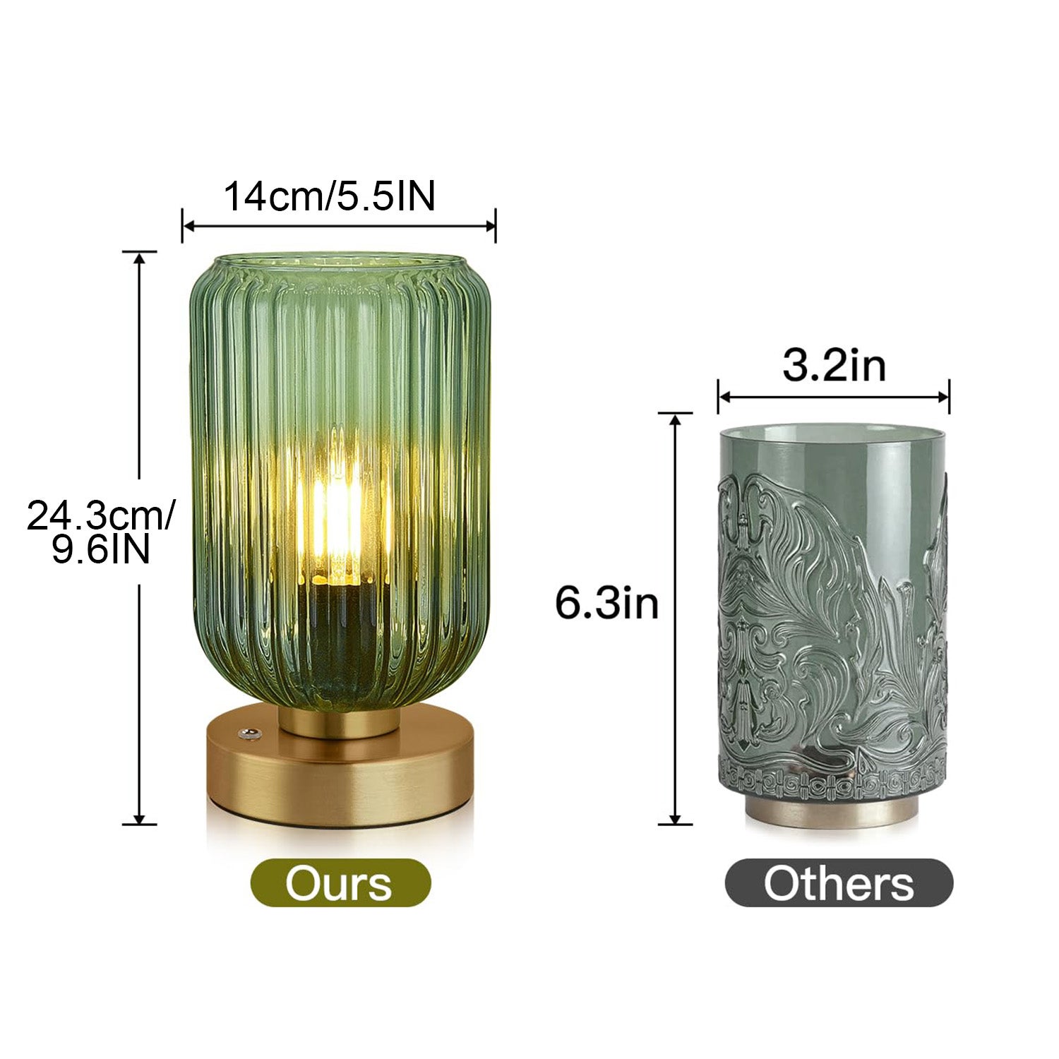 Lampa stołowa Lampka nocna LED dotykowa ściemniana,7500mAh szklana lampa stołowa z funkcją ładowania dekoracyjna do sypialni (Żarówka w zestawie) - 5