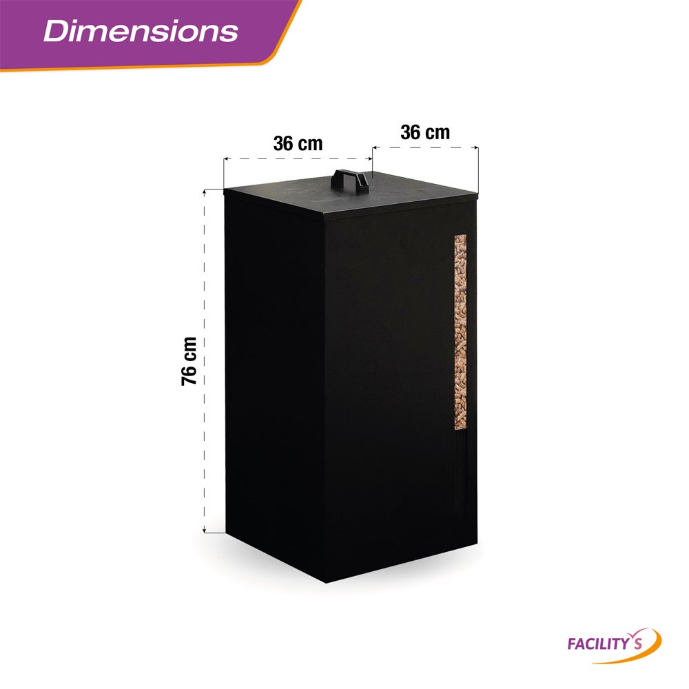 Réservoir à granulés de bois et pellets - Capacité 45 kg - Métal noir 70 L - FACILITYS - 5