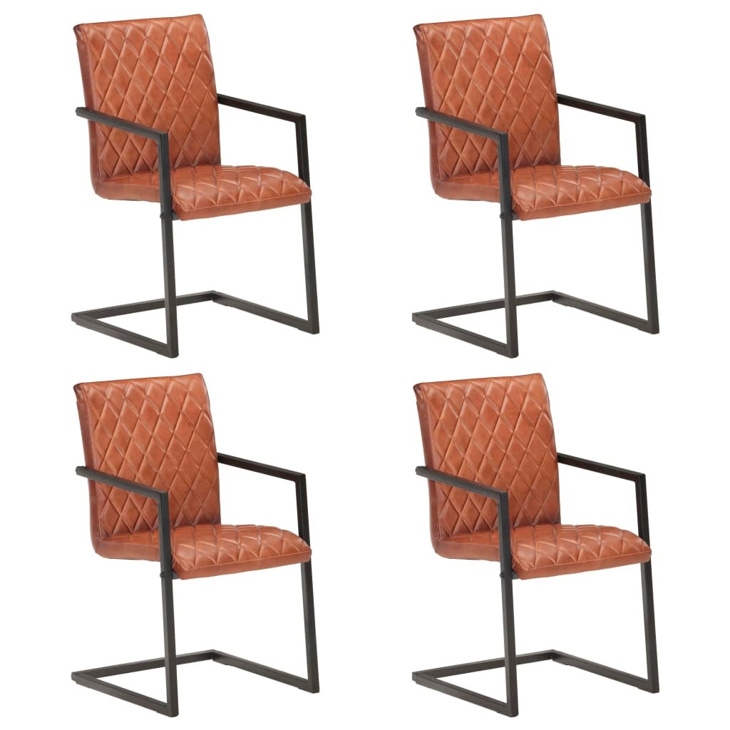 Maison Exclusive Chaises Manger Cantilever Lot De Marron Cuir V Ritable Leroy Merlin