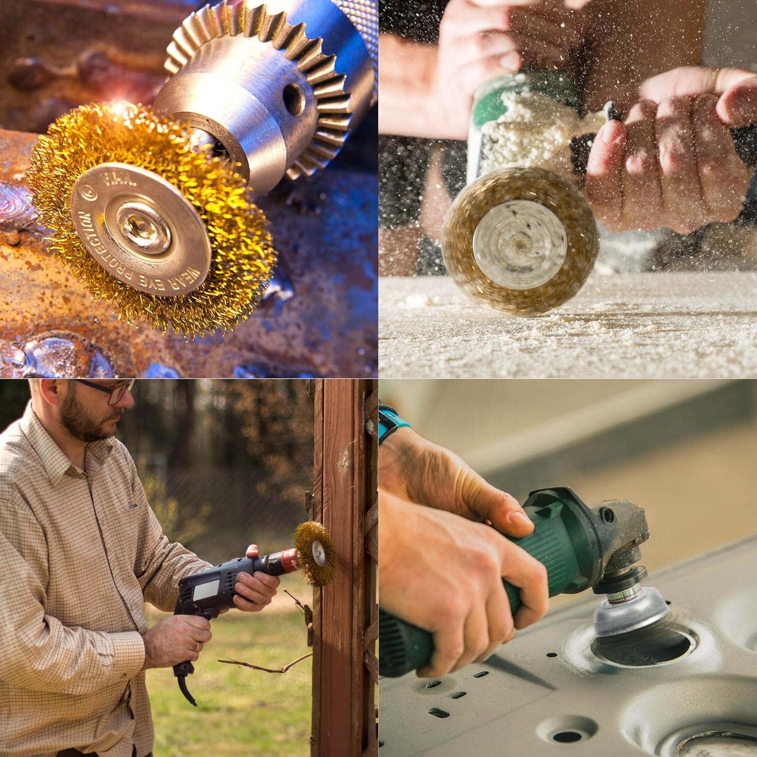 Spazzola metallica per trapano - Set di 9 spazzole per trapano per pulizia, rimozione della ruggine, lucidatura e sverniciatura - 8