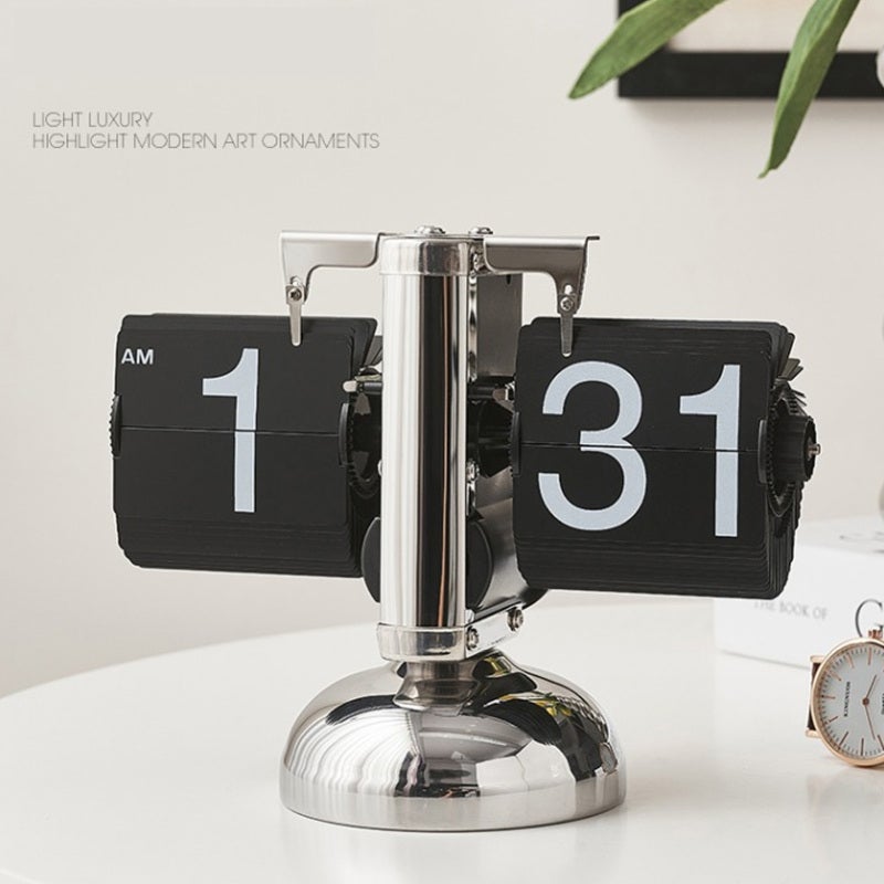 Digital Flip Down Clock Retro Minimalist Single Foot Mechanical Auto ...