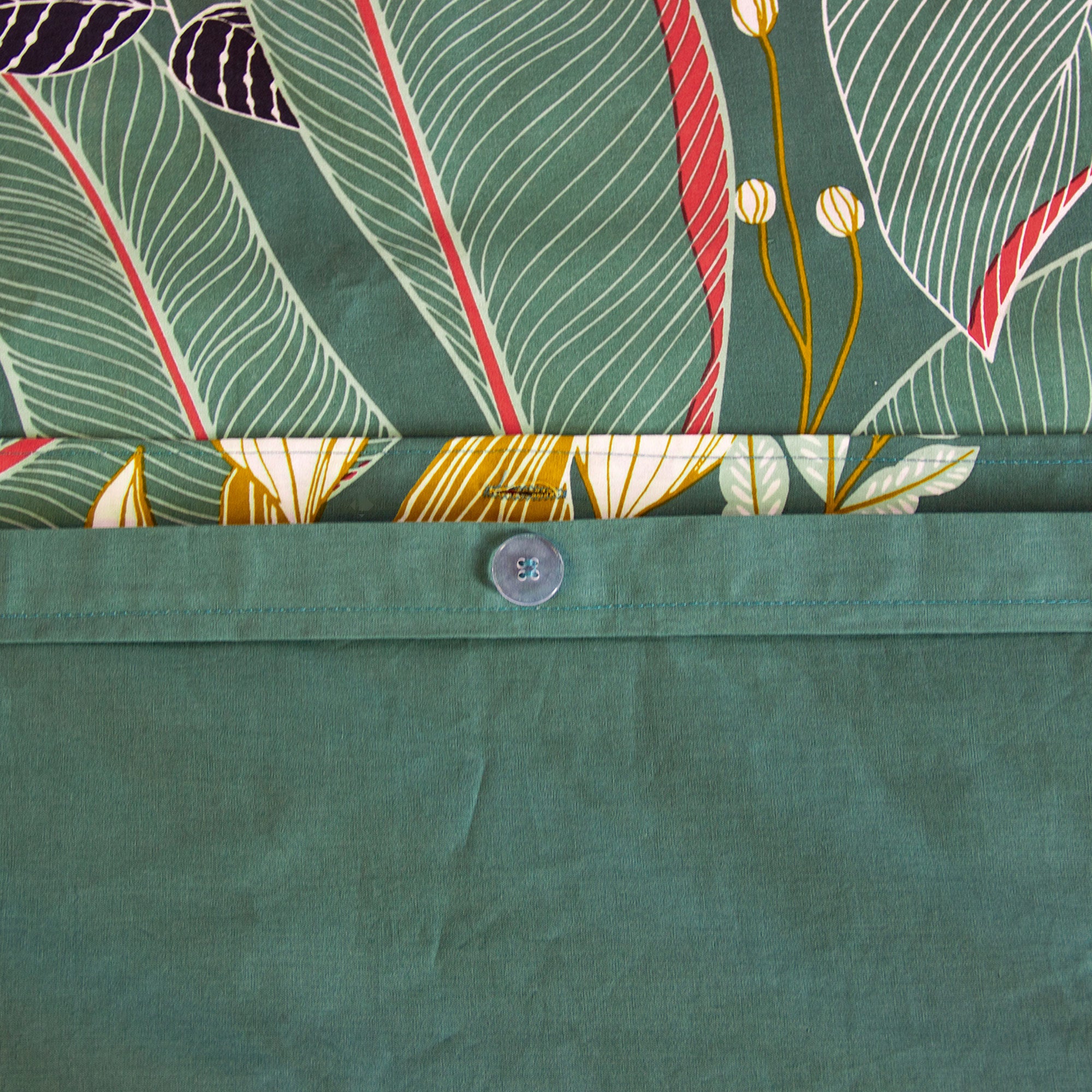 Parure de lit 260x240cm en coton GIGAJUNG vert motif tropical 3 pièces - 4