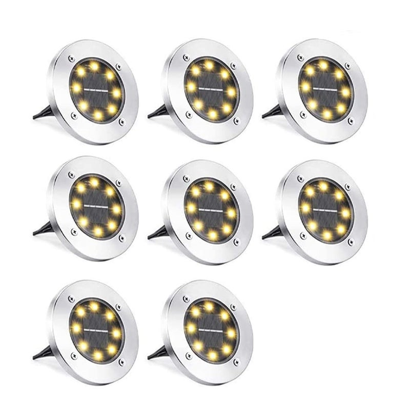 (8 sztuk) Zewnętrzna lampa uliczna LED zasilana energią słoneczną, wodoodporna IP65, ciepła biel, idealna do ogrodu, na ścieżki, patio, trawnik, scho