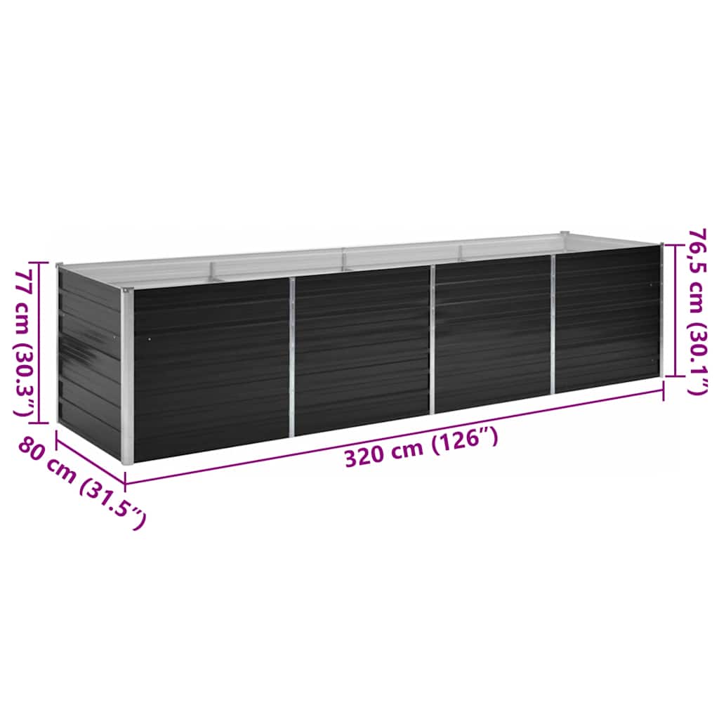 Maison Exclusive - Lit surélevé de jardin Anthracite 320x80x77 cm Acier galvanisé - 8